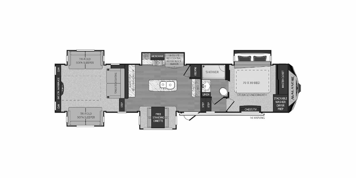 2019 Keystone Avalanche 376RD Fifth Wheel at Hopper RV STOCK# 002239 Floor plan Layout Photo