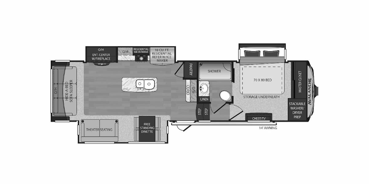 2019 Keystone Avalanche 321RS Fifth Wheel at Hopper RV STOCK# 002224 Floor plan Layout Photo