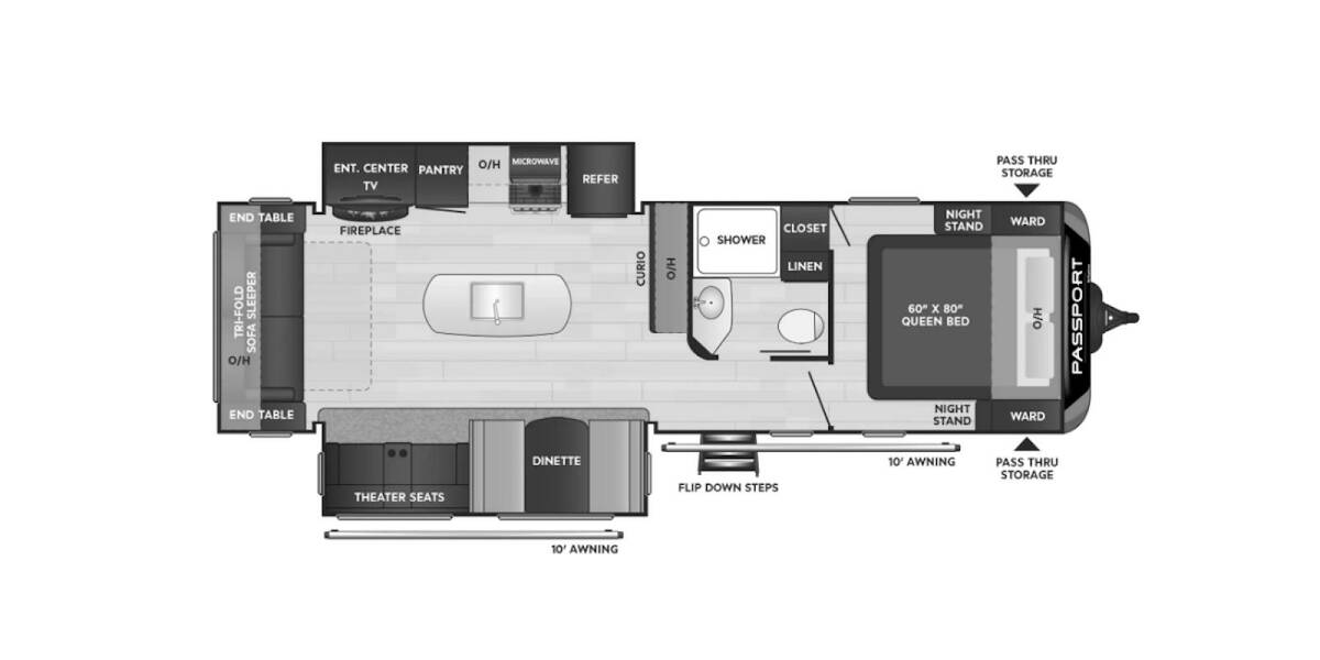 2023 Keystone Passport GT 2870RL Travel Trailer at Hopper RV STOCK# 002986 Floor plan Layout Photo