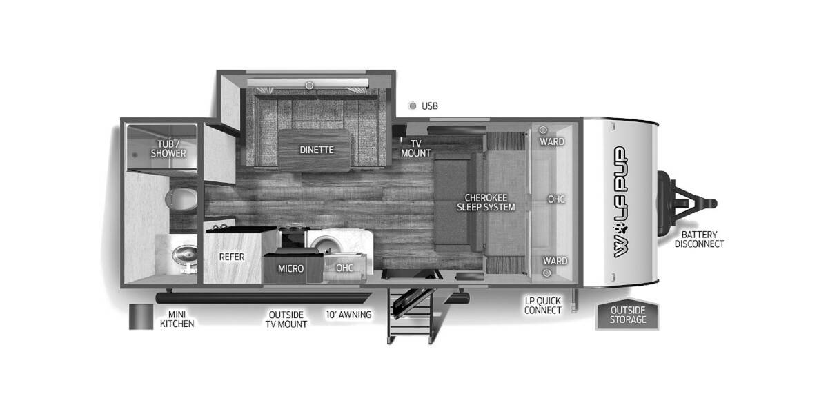 2023 Cherokee Wolf Pup 16CW Travel Trailer at Hopper RV STOCK# 002994 Floor plan Layout Photo