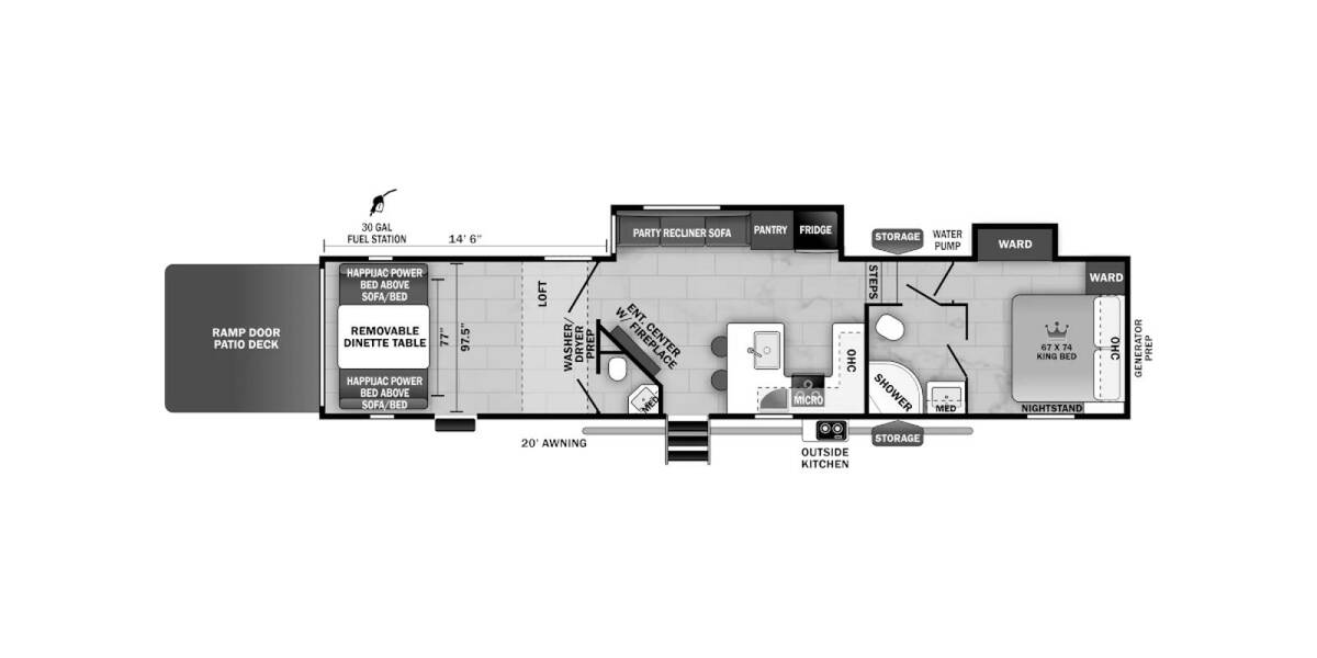 2024 Cherokee Wolf Pack Toy Hauler 345PACK14.5 Fifth Wheel at Hopper RV STOCK# 003040 Floor plan Layout Photo
