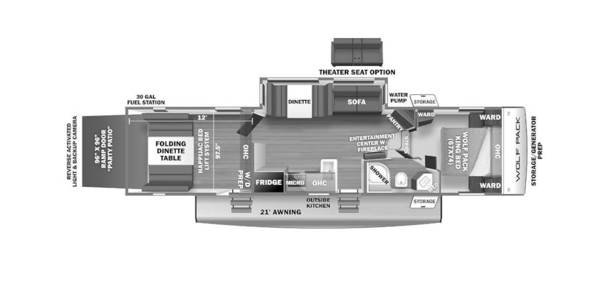 2021 Cherokee Wolf Pack Toy Hauler 315Pack12 Fifth Wheel at Hopper RV STOCK# 002492 Floor plan Layout Photo