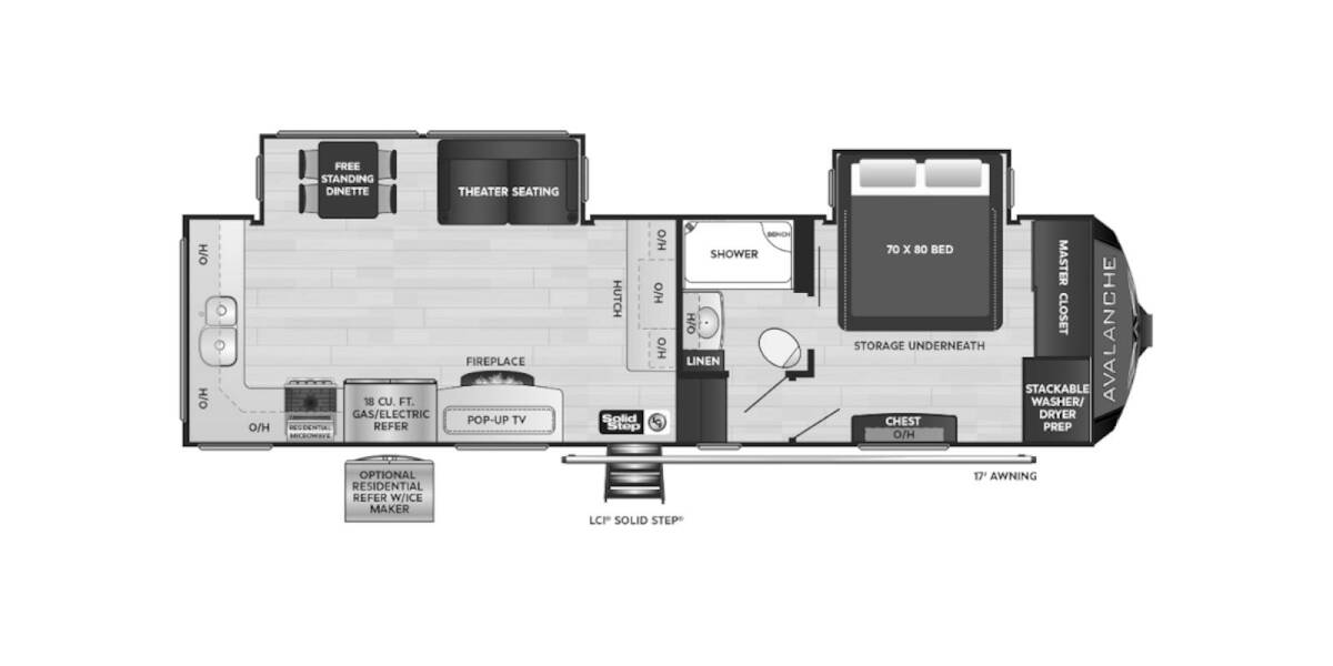 2021 Keystone Avalanche 295RK Fifth Wheel at Hopper RV STOCK# 002502 Floor plan Layout Photo