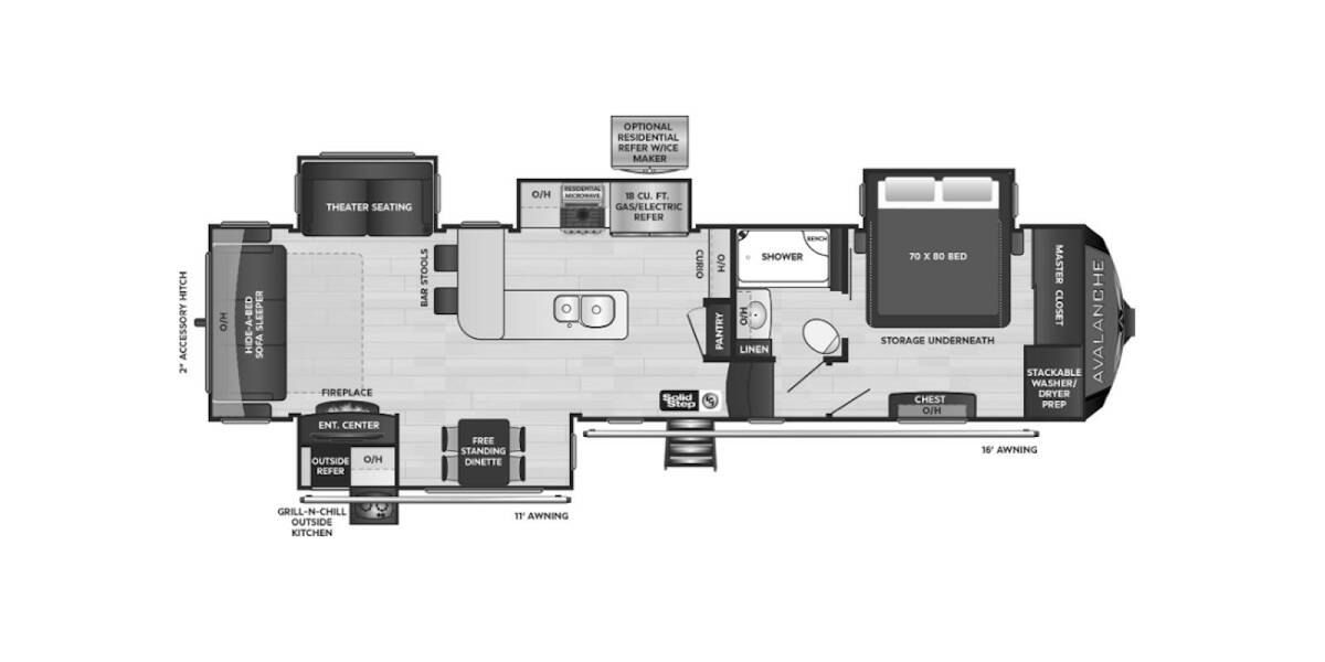 2021 Keystone Avalanche 338GK Fifth Wheel at Hopper RV STOCK# 002507 Floor plan Layout Photo