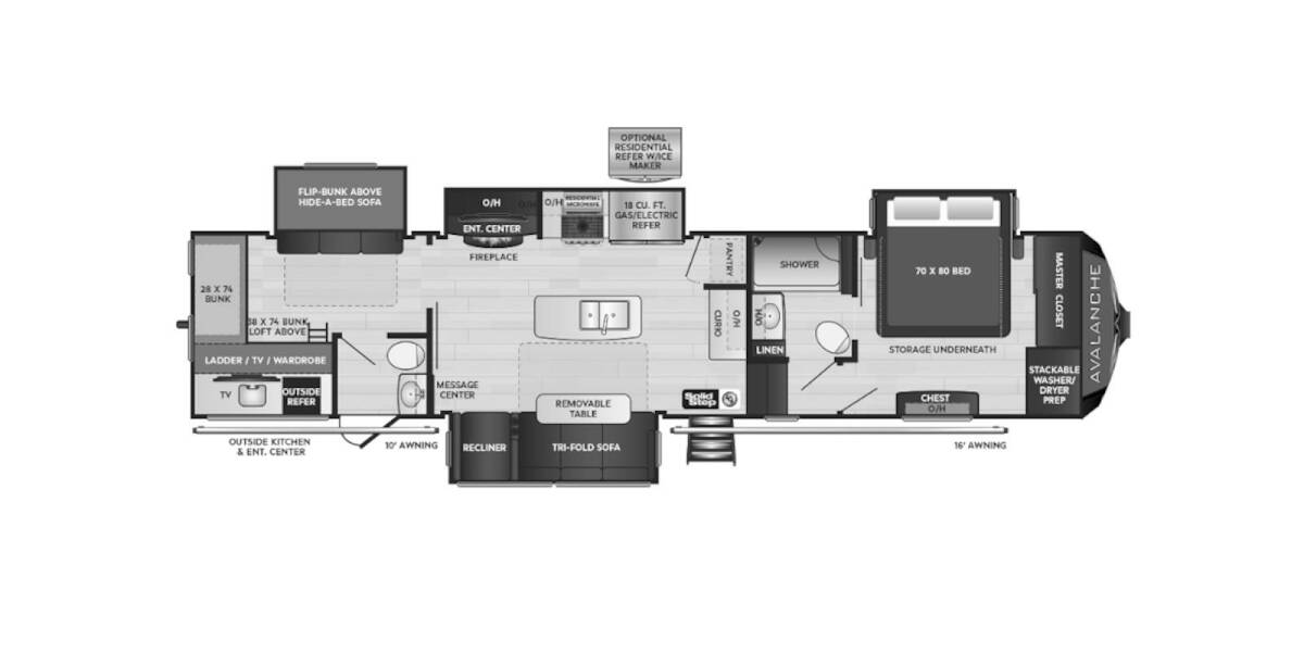 2021 Keystone Avalanche 378BH Fifth Wheel at Hopper RV STOCK# 00001 Floor plan Layout Photo