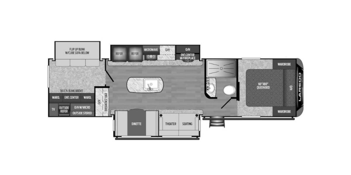 2020 Keystone Laredo 332BH Travel Trailer at Hopper RV STOCK# 002312 Floor plan Layout Photo