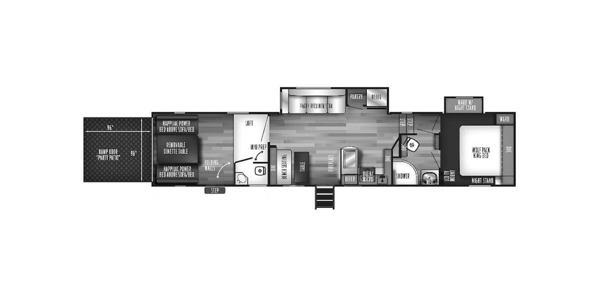 2020 Cherokee Wolf Pack Toy Hauler 335PACK13 Fifth Wheel at Hopper RV STOCK# 002367 Floor plan Layout Photo
