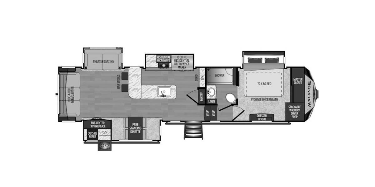 2020 Keystone Avalanche 339GK Fifth Wheel at Hopper RV STOCK# 002408 Floor plan Layout Photo
