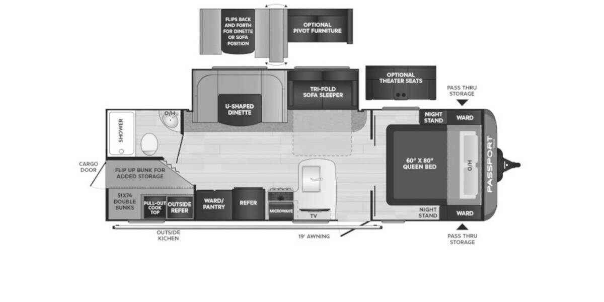 2021 Keystone Passport SL 268BH Travel Trailer at Hopper RV STOCK# 002569 Floor plan Layout Photo