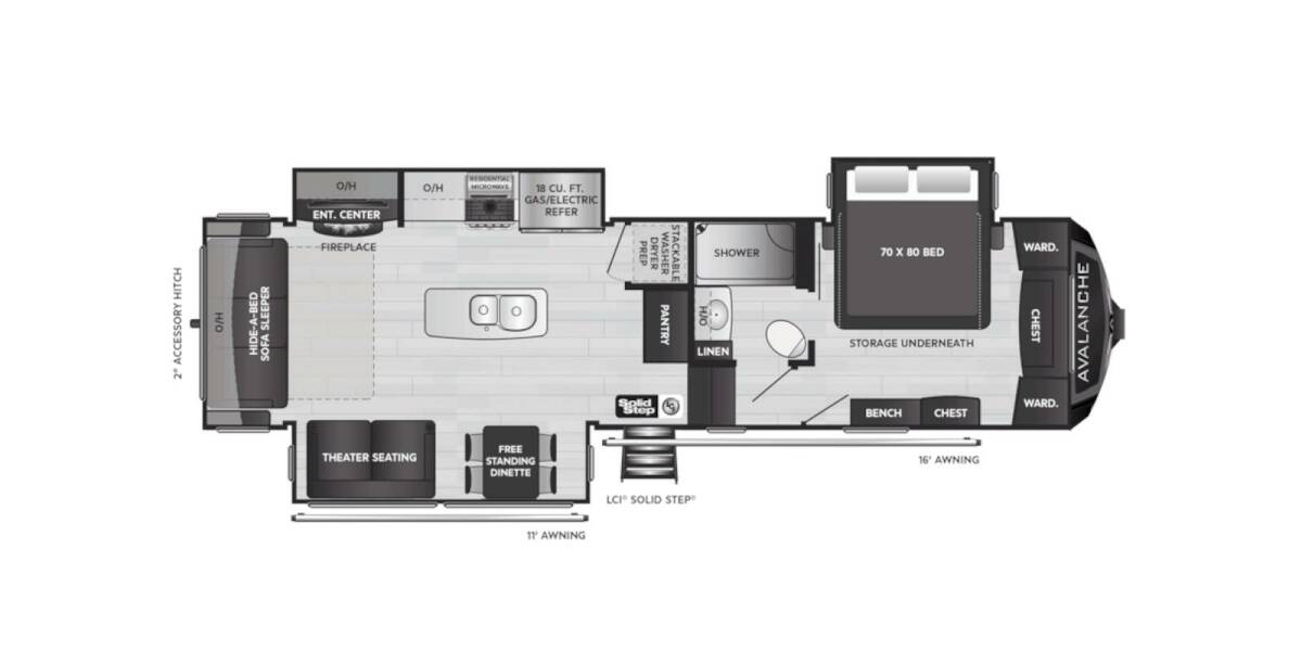 2021 Keystone Avalanche 312RS Fifth Wheel at Hopper RV STOCK# 002643 Floor plan Layout Photo
