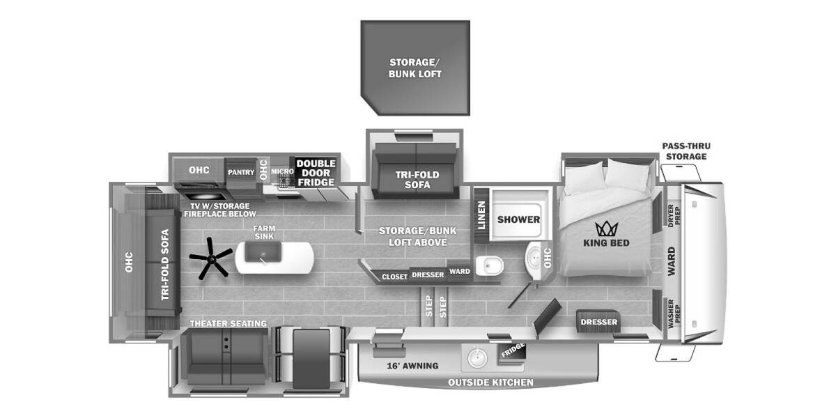 2022 Sabre 36BHQ Fifth Wheel at Hopper RV STOCK# 002691 Floor plan Layout Photo