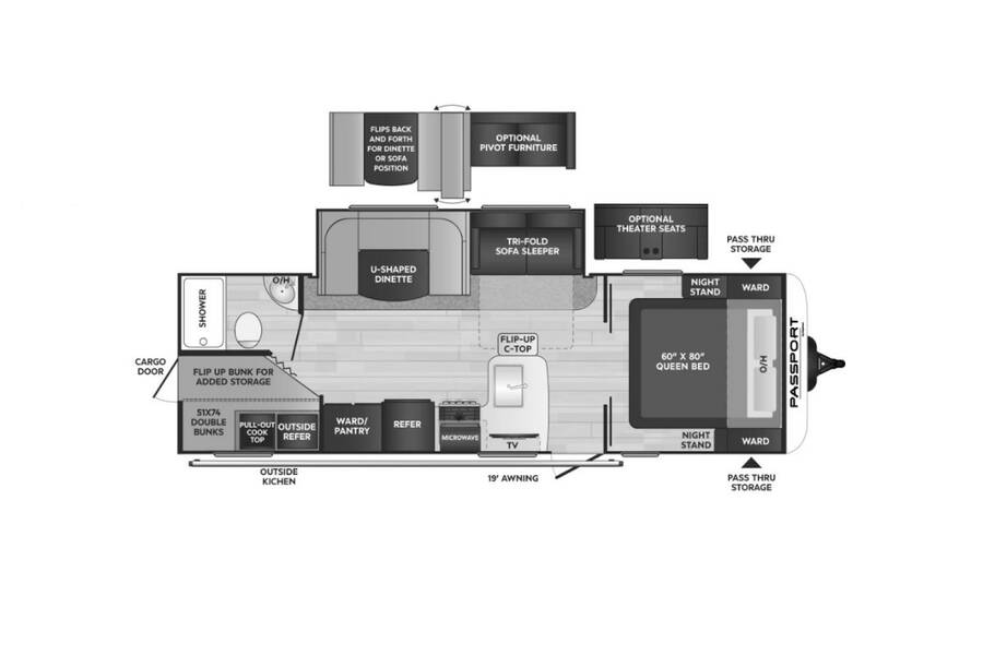 2022 Keystone Passport SL 268BH Travel Trailer at Hopper RV STOCK# 002746 Floor plan Layout Photo