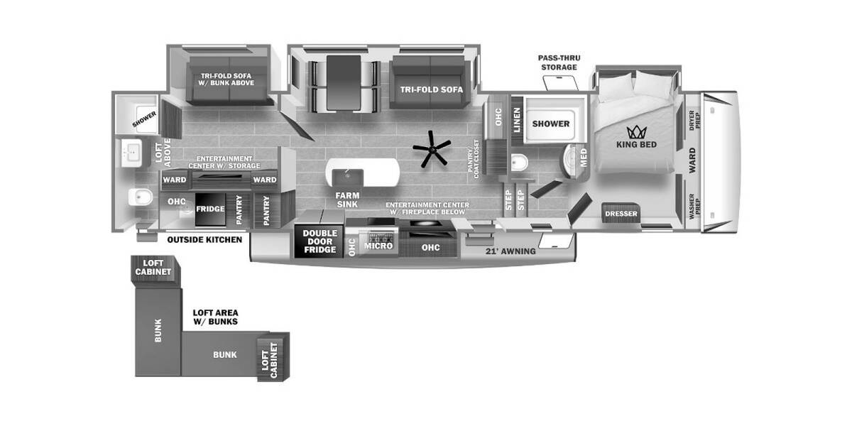 2022 Sabre 38DBQ Fifth Wheel at Hopper RV STOCK# 002753 Floor plan Layout Photo