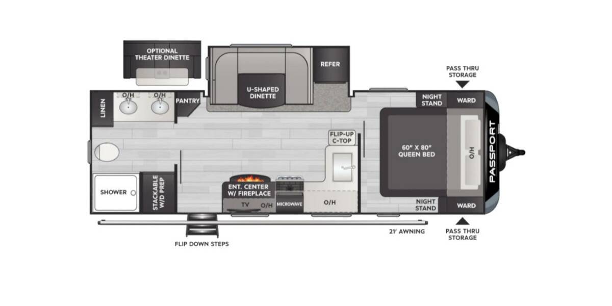 2022 Keystone Passport GT 2400RB Travel Trailer at Hopper RV STOCK# 002769 Floor plan Layout Photo