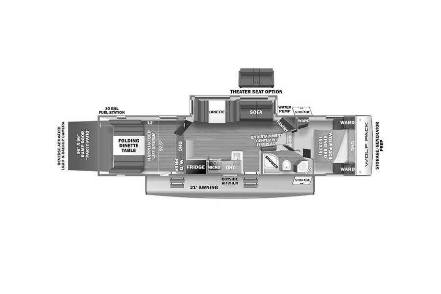 2022 Cherokee Wolf Pack 315Pack12 Fifth Wheel at Hopper RV STOCK# 002777 Floor plan Layout Photo