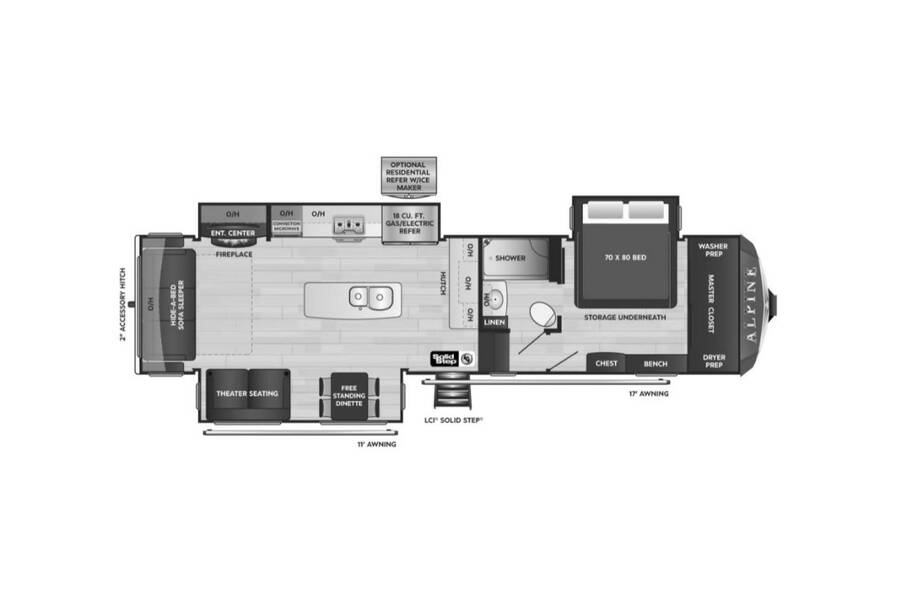 2022 Keystone Alpine 3220RL  at Hopper RV STOCK# 002805 Floor plan Layout Photo