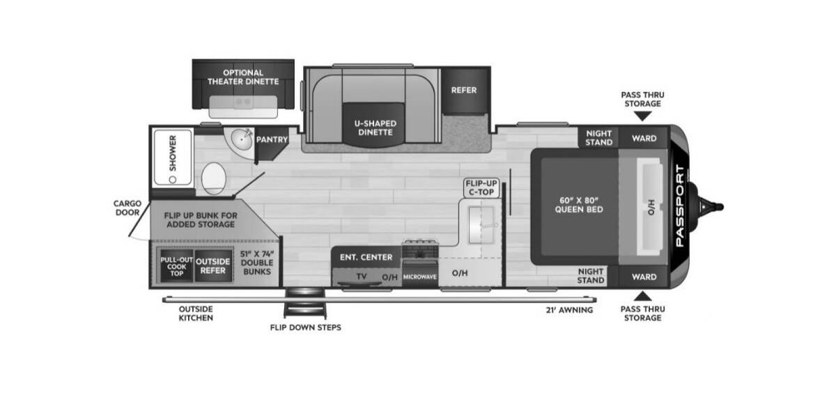 2022 Keystone Passport GT 2401BH Travel Trailer at Hopper RV STOCK# 002806 Floor plan Layout Photo