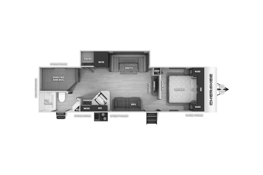 2022 Cherokee 274BRB Travel Trailer at Hopper RV STOCK# 002779 Floor plan Layout Photo