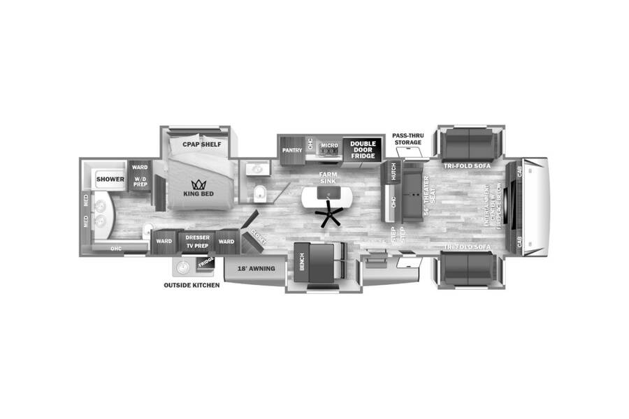 2023 Sabre 37FLH Fifth Wheel at Hopper RV STOCK# 002866 Floor plan Layout Photo