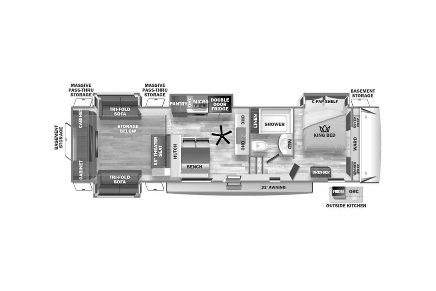 2023 Sabre 350RL Fifth Wheel at Hopper RV STOCK# 002874 Floor plan Layout Photo