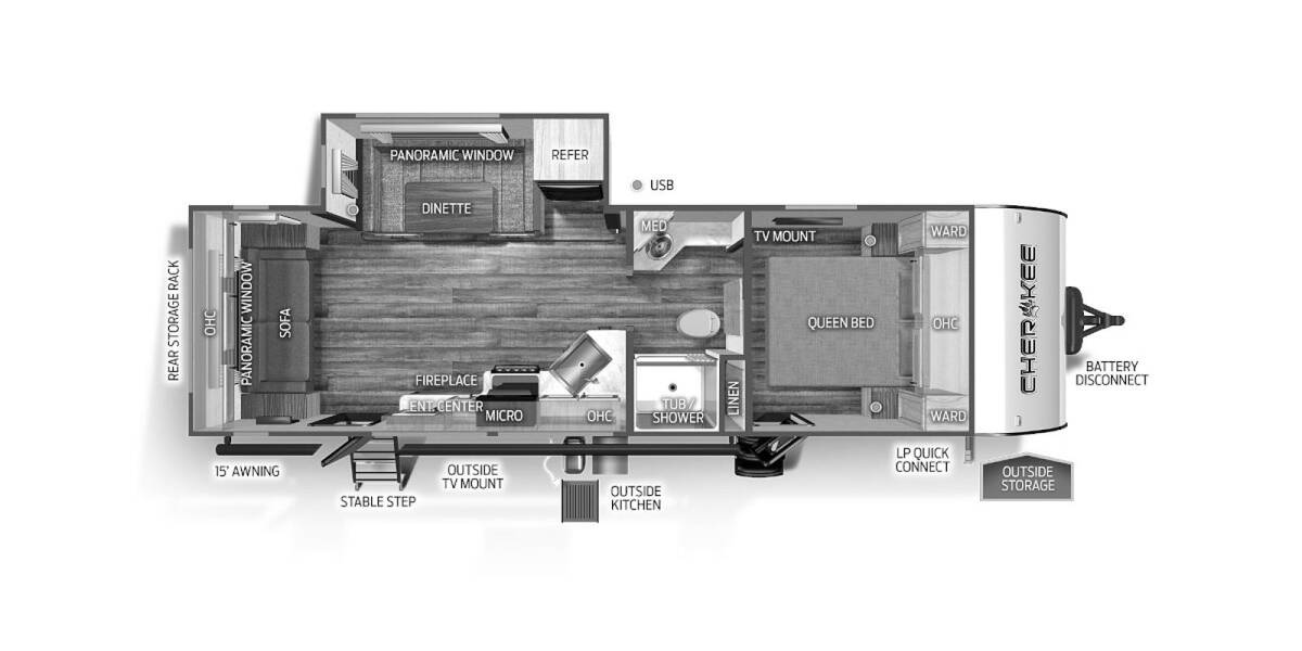 2023 Cherokee 243TR Travel Trailer at Hopper RV STOCK# 2882 Floor plan Layout Photo