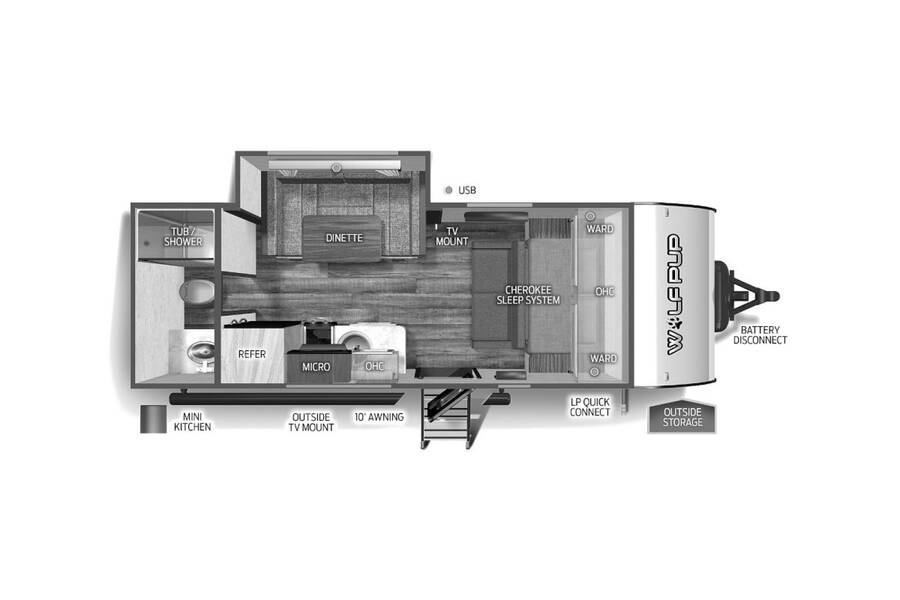 2023 Cherokee Wolf Pup 16CW Travel Trailer at Hopper RV STOCK# 002994 Floor plan Layout Photo