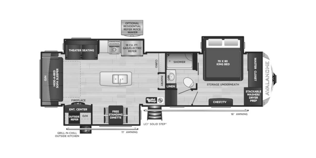 2023 Keystone Avalanche 302RS Fifth Wheel at Hopper RV STOCK# 003021 Floor plan Layout Photo