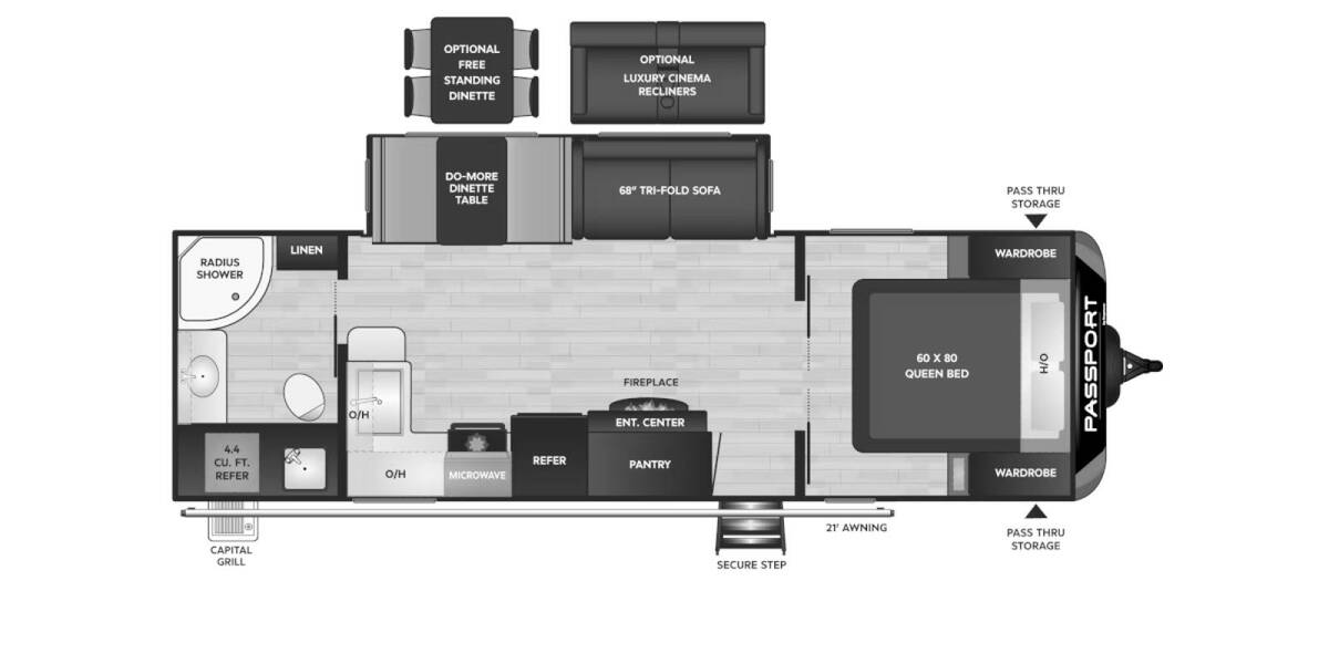 2024 Keystone Passport GT 2605RB Travel Trailer at Hopper RV STOCK# 003056 Floor plan Layout Photo