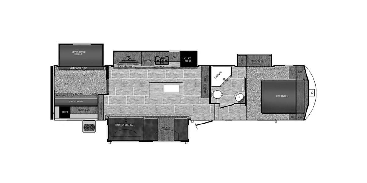 2019 Prime Time Crusader 337QBH Fifth Wheel at Hopper RV STOCK# 003093 Floor plan Layout Photo